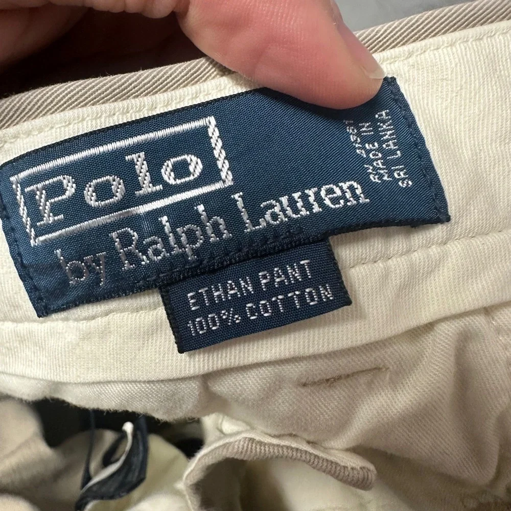 Polo Ralph Lauren Ethan Pant Khaki Cotton Pleated Mens Size‎ 36 32